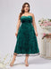 [Plus Size] 2PCS Green 1940s Velvet Sweetheart Mesh Dress & Coat