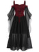 1950s Halloween Witch Transparent Sleeves Strap Dress