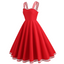 Red 1950s Lace Strap Swing Dress