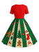 [Pre-Sale] [Plus Size] Red & Green 1950s Christmas Snowflake Swing Dress
