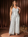 [Plus Size] White 1980s Sweetheart Sequin Jumpsuit