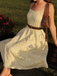 Yellow 1950s Floral Jacquard Textured Spaghetti Strap Midi Dress
