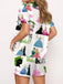 2PCS 1940s Witch Cartoon Print Button Pajama Set