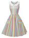 [Pre-Sale] 1960s Rainbow Stripe Peter-Pan Collar Sleeveless Dress