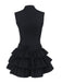 Black 1980s Steampunk Solid Zipper Belted Dress