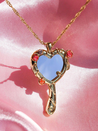 Vintage Alloy Mirror Decoration Necklace