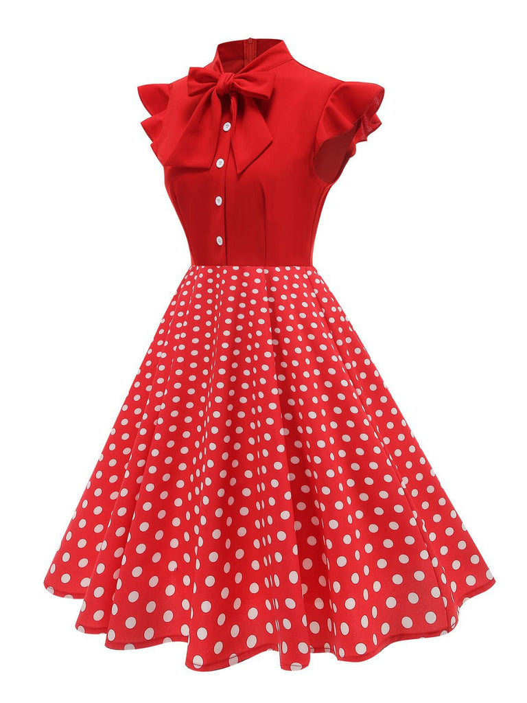 1950s Polka Dot Bow Swing Dress