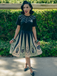 1950s Halloween Spider Web Print Patchwork Dress