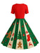 Red & Green 1950s Christmas Snowflake Swing Dress
