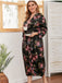 [Plus Size] Black 1930s V-Neck Floral Pajama Jacket