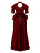 1930s Victorian Gothic Puff Sleeves Lace Dress