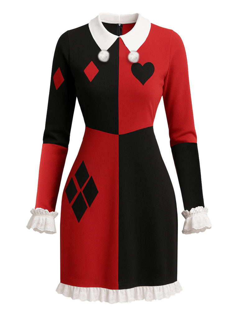 [Pre-Sale] Red & Black 1960s Geometric Poker Card Dress
