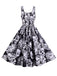 1950s Halloween Skull Sleeveless Swing Dress