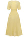 Yellow 1940s Puff Sleeve Button-Down Midi Dress