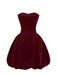 Wine Red 1980s Strapless Sequin Bow Mini Dress
