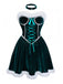 Green 1960s Velvet Fringe Strapless Mini Dress