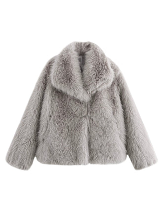 Grey 1980s Faux Fur Cropped Jacket