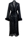 2PCS Black 1940s Lace Sheer Sleepwear Set