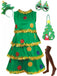 Green 1960s Christmas Tree Tiered Dress Set