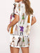 2PCS 1960s Singer Cartoon Print Button Pajama Set
