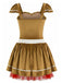 Khaki 1970s Gingerbread Velvet Mini Dress & Skirt