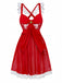 Red 1950s Ruffle Strap Lace Sheer Nightdress