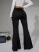 Black 1950s Heart Rhinestone Ruched Bootcut Pants