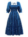 Blue 1950s Christmas Starry Sky Cake Lantern Parent-Child Dress