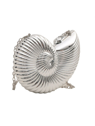 Metallic Seashell Clutch Chain Bag