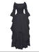 1980s Gothic Bell Sleeve Irregular Hem Dress
