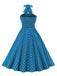 Green 1950s Polka Dot Halter Dress