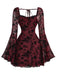 Black 1950s Lace Floral Bishop Sleeves Dress