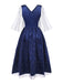 Blue 1970s Halloween Starry Witch Tulle Costume Dress