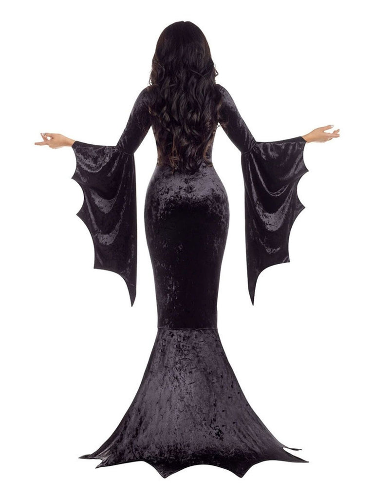 1930s Halloween Velvet Witch Batwing Sleeve Mermaid dress