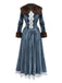Blue 1930s Faux Fur Lace Patchwork Velvet Dress