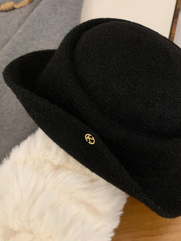 Vintage Hepburn Style Wool Flat-top Hat