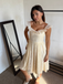 Beige 1950s Lace Ruffle Sweetheart Neck Swing Dress