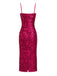 1930s Solid Sequined Back Slit Spaghetti Strap Dress