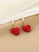 Red Crystal Heart Drop Earrings