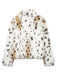 White 1980s Reindeer Print Faux Fur Jacket