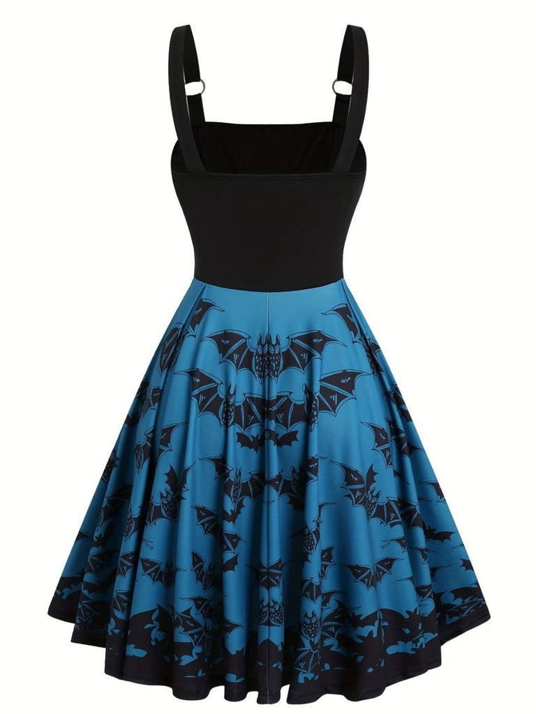 [Plus Size] Dark blue 1950s Bat Lace-Up Halloween dress