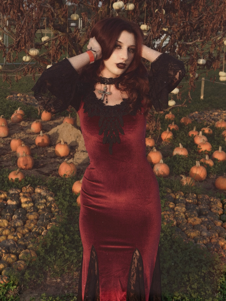 1930s Lace Long Sleeve Fishtail Dress
