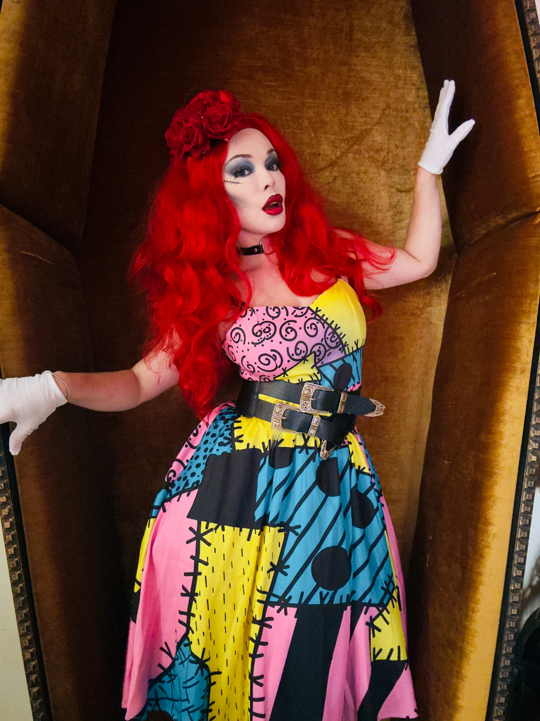 Multicolor 1950s Nightmare Before Christmas Sally Colorblock Dress