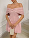 Pink 1950s Leaf Jaquard Off-Shoulder Dress