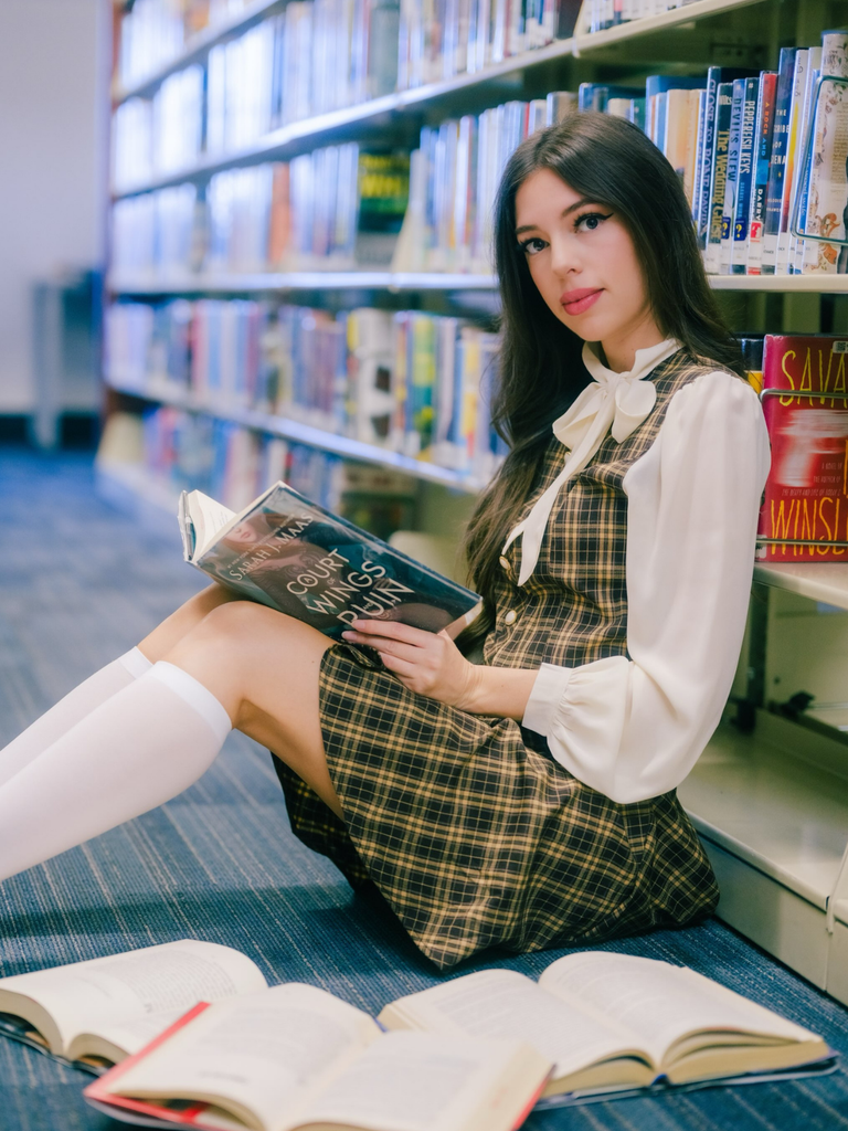 Brown 1960s Plaid Bow Tie Button Swing Dress
