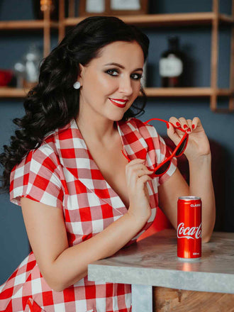 Red 1950s Pockets Plaid Dress