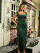 Green 1920s Sparkle Mesh Ruffle Backless Dress