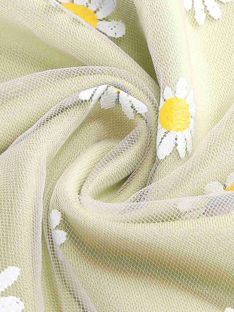 1940s Daisy Mesh High Waist A-Line Skirt