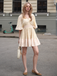 1970s Solid Lace Patchwork Batwing Sleeve V-Neck Dress