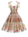 1950s Embroidered Mesh Lace-Up Sweetheart Neck Dress